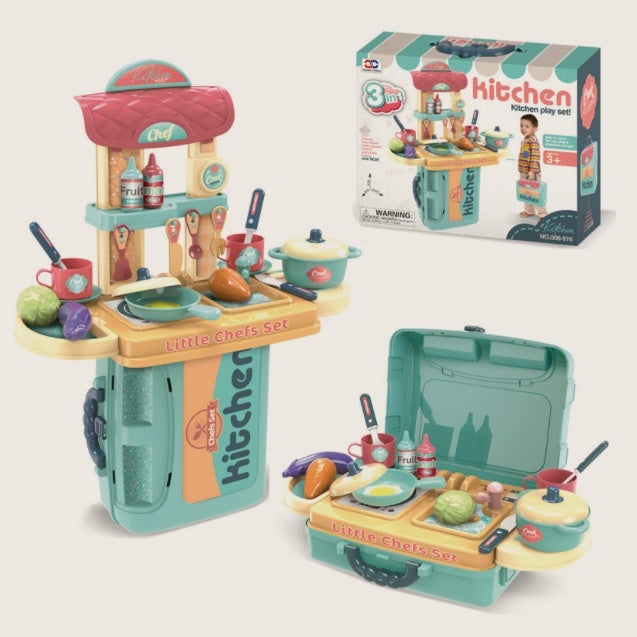 Kinder Küchen Spielset 3-in-1 – Rollenspielküche für kleine Köche, pädagogisches Küchenspielzeug ab 3 Jahren