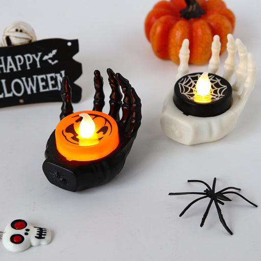 Halloween Deko LED Skelett-Hand Teelichthalter – Gruselige Tischdeko für Halloween-Partys