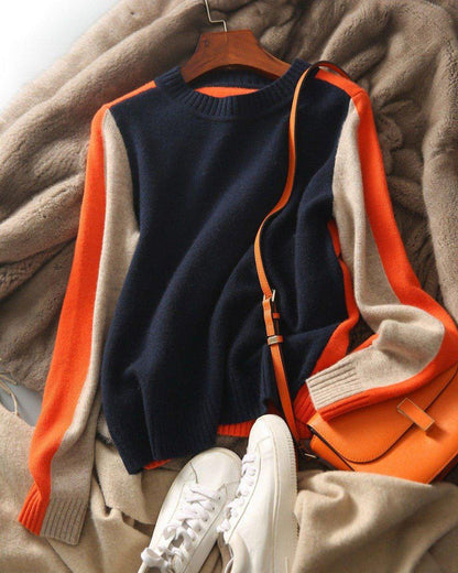 Damen Pullover mit grafischem Color-Block-Design und modernem Schnitt – Perfekt für urbane Looks