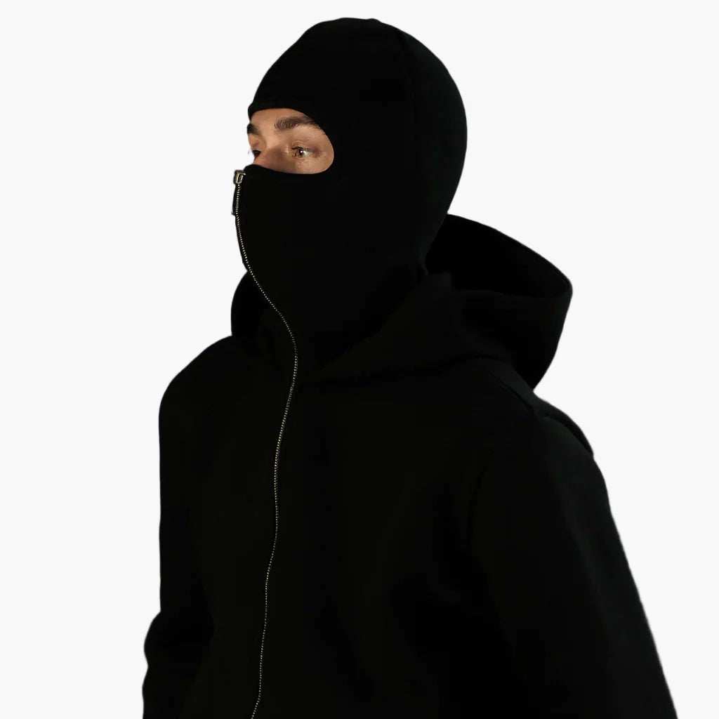Herren Urban Tech Vollmasken-Hoodie – Streetwear mit Reißverschluss und Kapuze