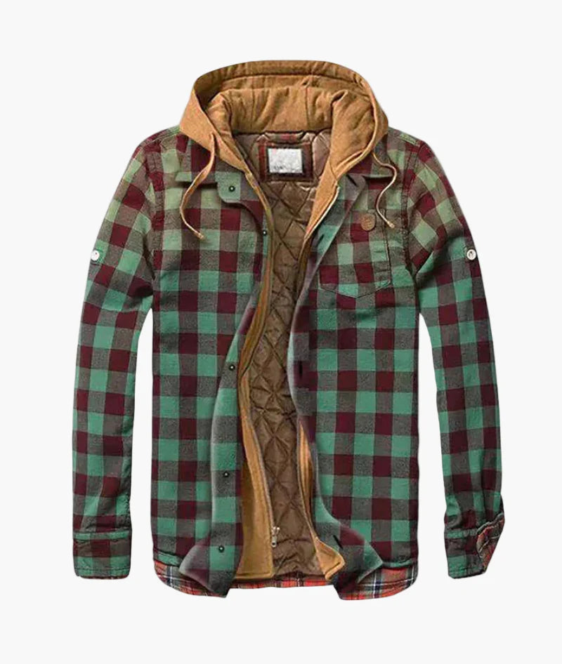 Herren Gefütterte Karo-Hemdjacke mit Kapuze – Komfortabler Outdoor-Stil für Alltag & Abenteuer