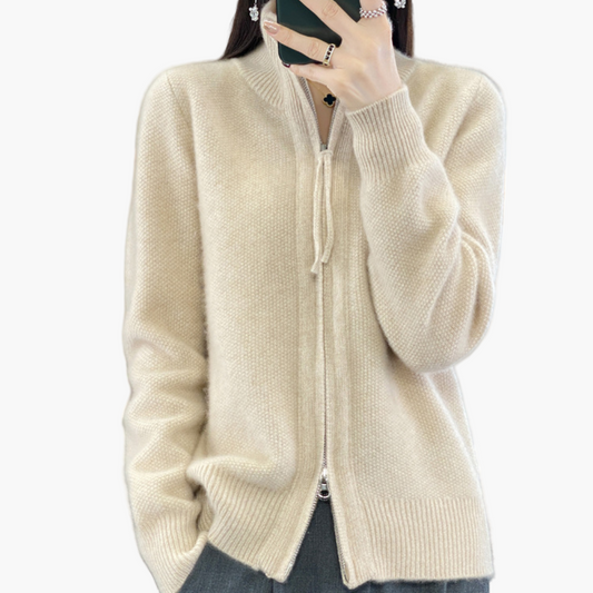 Damen Strickjacke mit Reißverschluss – Eleganter Cardigan für Alltag & Büro