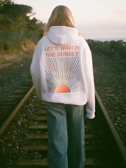 Damen Oversize Hoodie mit Print – Let’s Watch the Sunset, Freizeit & Strandmode