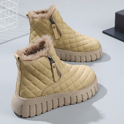 Holly – Damen Stiefeletten mit Karomuster und Plüschfutter