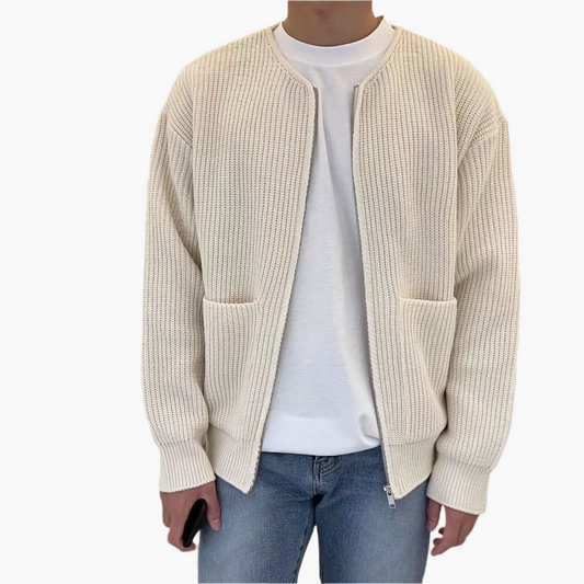 Herren Strickjacke Cardigan mit Reißverschluss – Moderner Freizeitstil für Alltag & Büro