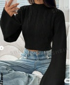Kelly – Langer Pullover mit ausgestellten Ärmeln