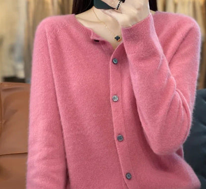 Margaret – Damen Cardigan aus Merinowolle mit O-Ausschnitt