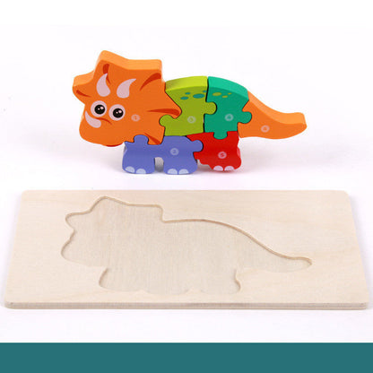 Kinder 3D Dinosaurier Holzpuzzle Lernspielzeug – Pädagogisches Steckspiel für Jungen und Mädchen, Vorschule