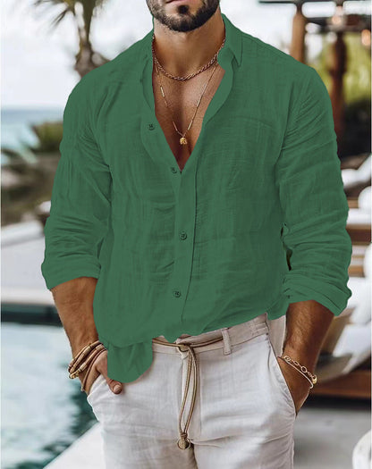 Fred – Herrenhemd aus Baumwoll-Leinen im Casual-Stil mit Langarm
