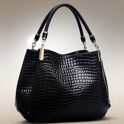 Leah – Damen Schultertasche mit Krokodil-Muster