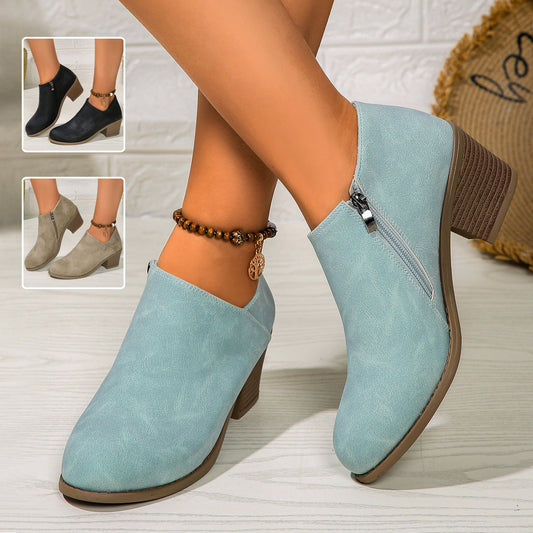 Catherine – Stilvolle Damenstiefeletten mit Blockabsatz und Reißverschluss