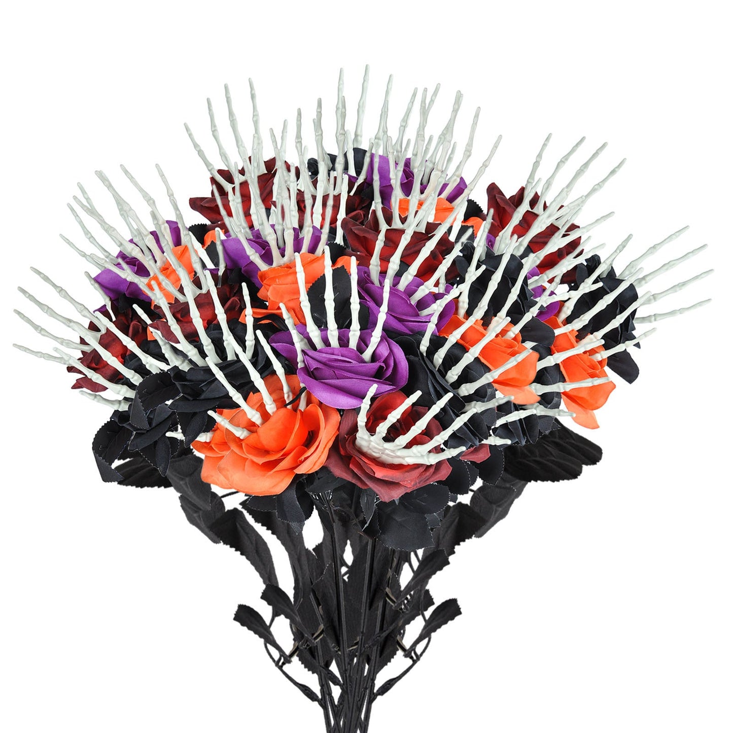 Halloween Deko Kunstblumen mit Skelett-Hand – Gruselige Rosen für Party & Spukhaus