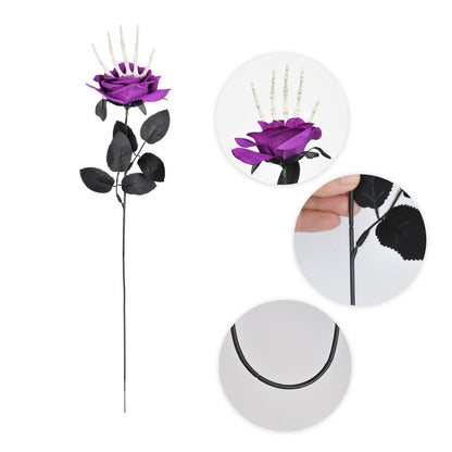 Halloween Deko Kunstblumen mit Skelett-Hand – Gruselige Rosen für Party & Spukhaus