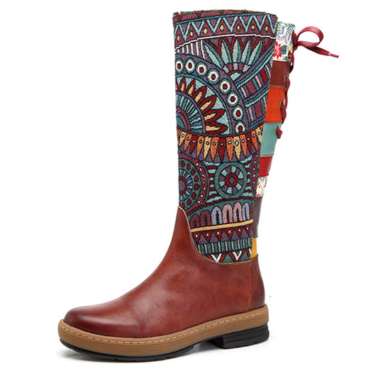 Christina – Bohemian Retro Motorradstiefel aus Echtleder