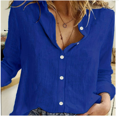 Phoebe – Lockere Damenbluse mit Knopfleiste und Reverskragen