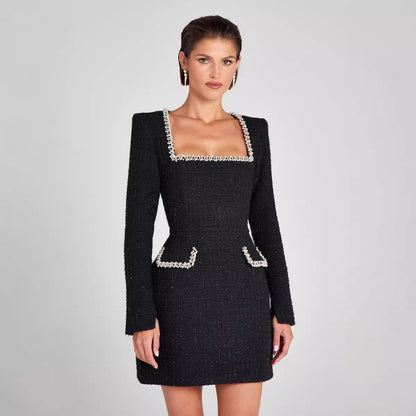 Victoria – Klassisches Langärmliges Kleid mit Perlen
