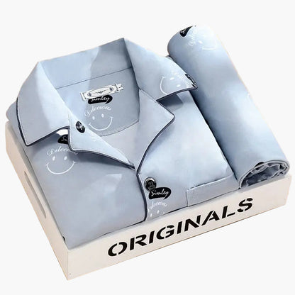 Herren Pyjama Set – Klassischer Schlafanzug mit Weizenmuster, Komfort-Loungewear