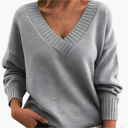 Damen Pullover V-Ausschnitt Strickpullover Elegant Freizeitmode für Winter