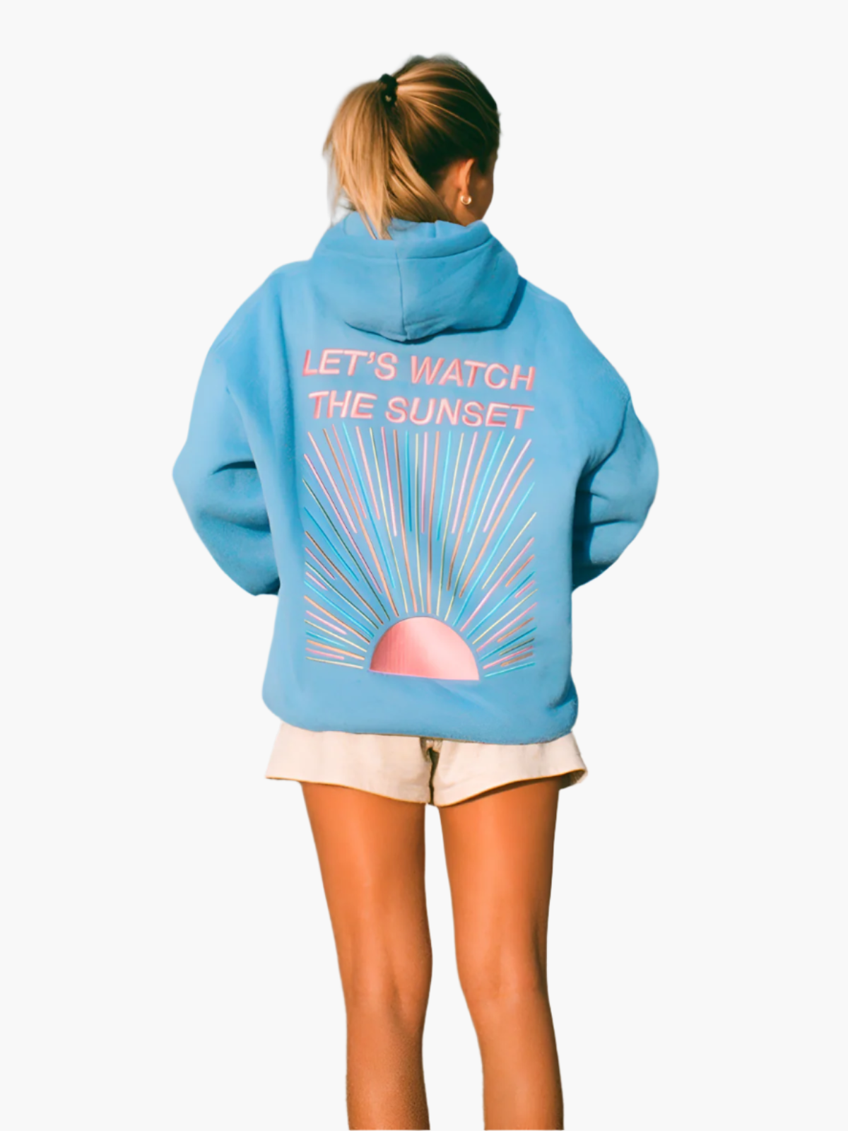Damen Oversize Hoodie mit Print – Let’s Watch the Sunset, Freizeit & Strandmode