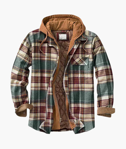 Herren Gefütterte Karo-Hemdjacke mit Kapuze – Komfortabler Outdoor-Stil für Alltag & Abenteuer