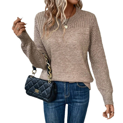 Melanie – Rundhals Pullover mit langen Ärmeln in Uni-Farben