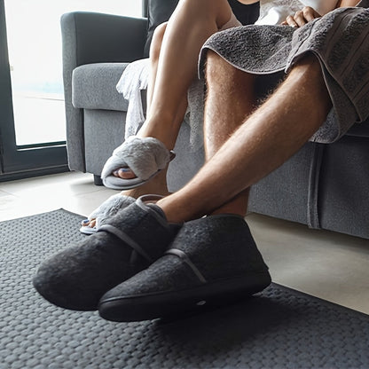 Herren Komfort-Hausschuhe mit Klettverschluss – Vintage Stil für Alltag und Freizeit