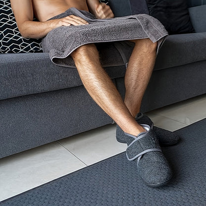 Herren Komfort-Hausschuhe mit Klettverschluss – Vintage Stil für Alltag und Freizeit