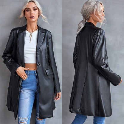 Jean – Schlanker Damen-Leder-Windbreaker-Blazer