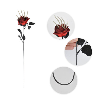 Halloween Deko Kunstblumen mit Skelett-Hand – Gruselige Rosen für Party & Spukhaus