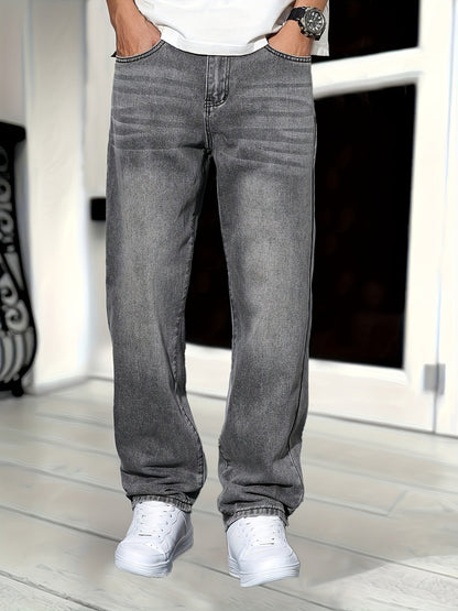 Herren Gerade Schnitt Jeans – Klassischer Streetwear Style für Alltag und Freizeit