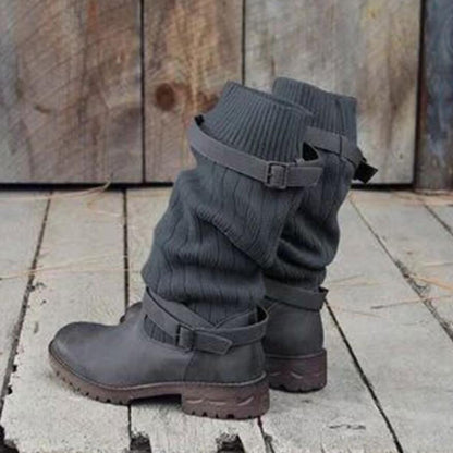 Lydia – Warme Winterstiefeletten aus Strickwolle und Plüsch