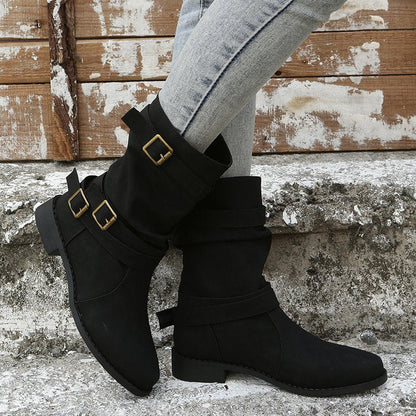 Georgina – Vintage Damenstiefel mit Verstellbarer Schnalle