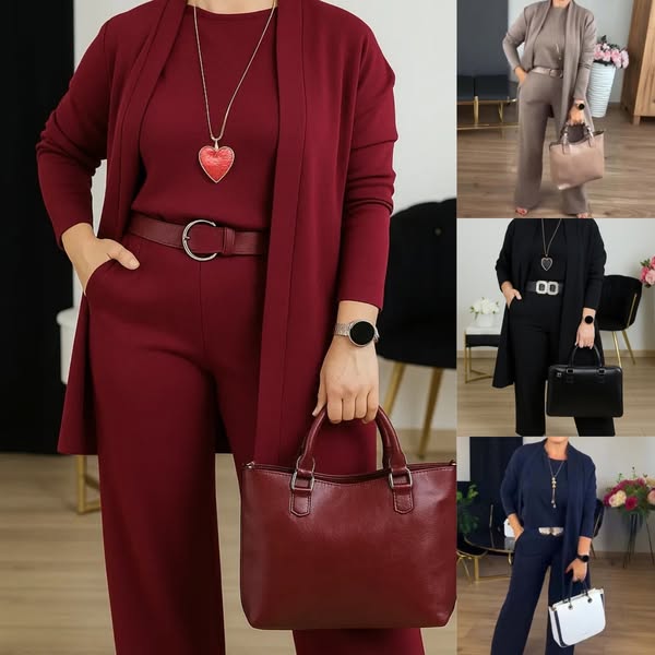 Damen 3-teiliges Business & Freizeit Set – Elegantes Outfit mit Blazer, Shirt & Hose für Büro und Alltag