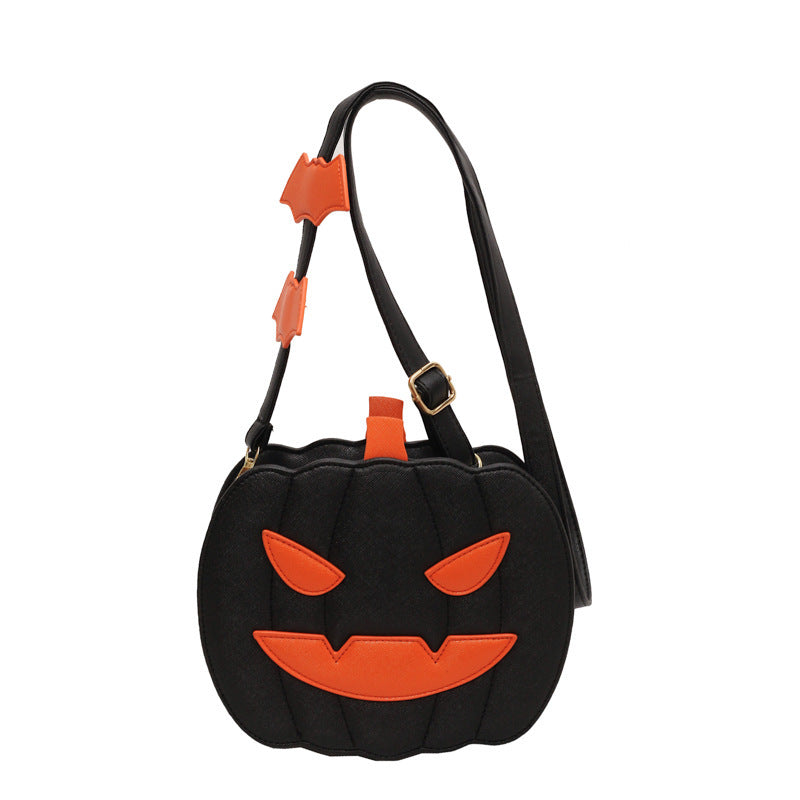 Rebecca – Lustige Kürbis-Schultertasche mit Fledermaus
