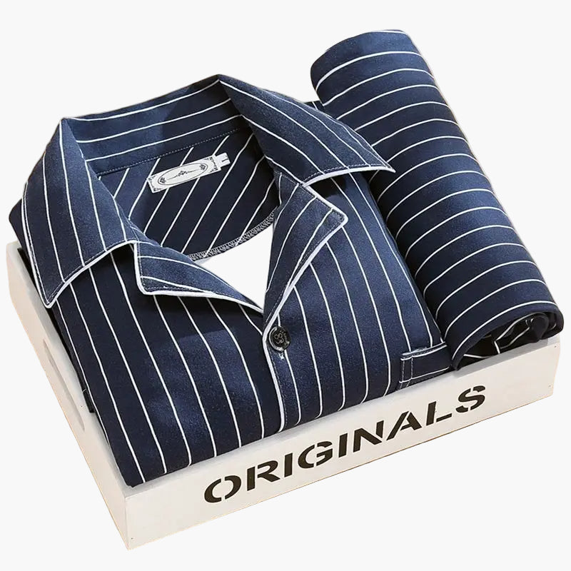 Herren Pyjama Set – Klassischer Schlafanzug mit Weizenmuster, Komfort-Loungewear