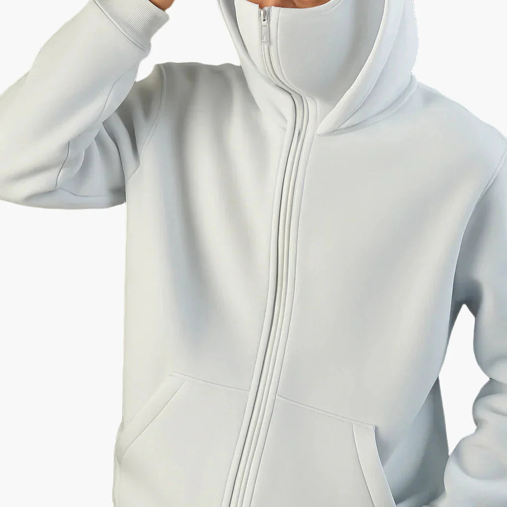 Herren Urban Tech Vollmasken-Hoodie – Streetwear mit Reißverschluss und Kapuze