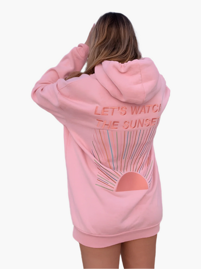 Damen Oversize Hoodie mit Print – Let’s Watch the Sunset, Freizeit & Strandmode