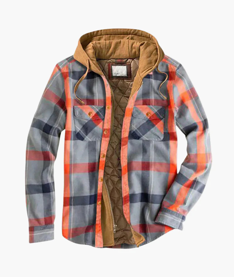 Herren Gefütterte Karo-Hemdjacke mit Kapuze – Komfortabler Outdoor-Stil für Alltag & Abenteuer