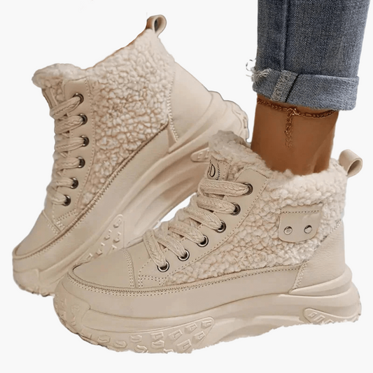 Damen Winter Sneaker Stiefeletten – Modische High Top Schuhe mit Warmfutter und Plateau-Sohle