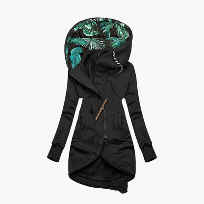 Damen Kapuzenmantel – Modischer Freizeit- und Alltagsmantel mit tropischem Innenfutter