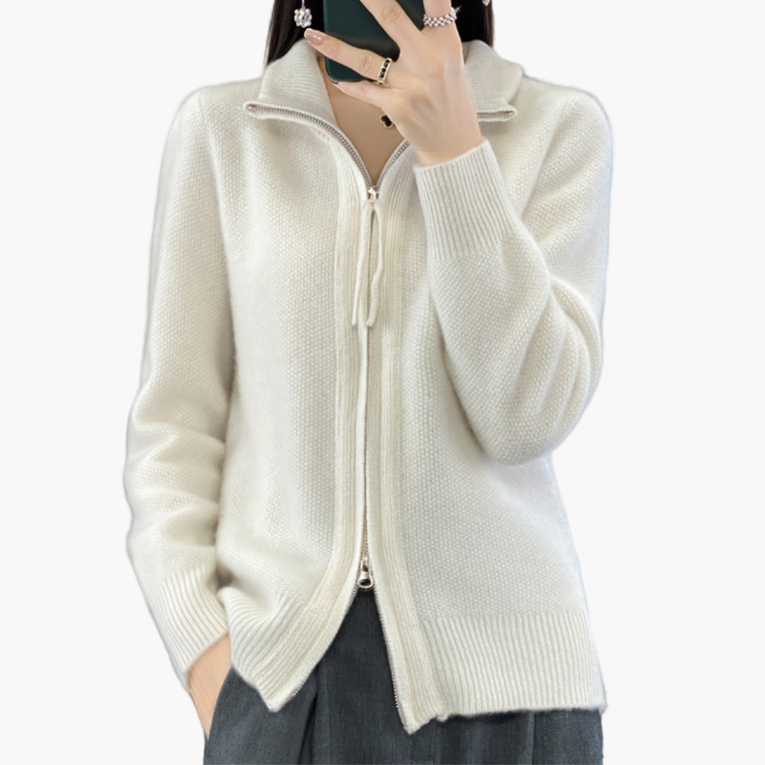 Damen Strickjacke mit Reißverschluss – Eleganter Cardigan für Alltag & Büro