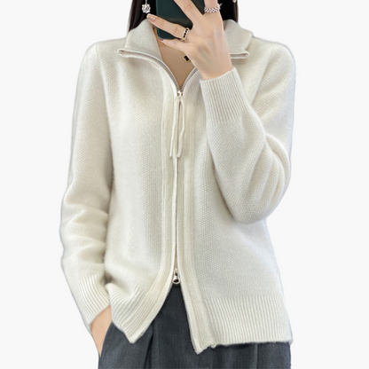 Damen Strickjacke mit Reißverschluss – Eleganter Cardigan für Alltag & Büro