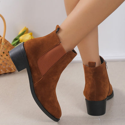 Caroline – Damenstiefeletten mit Seitlichem Reißverschluss und Blockabsatz