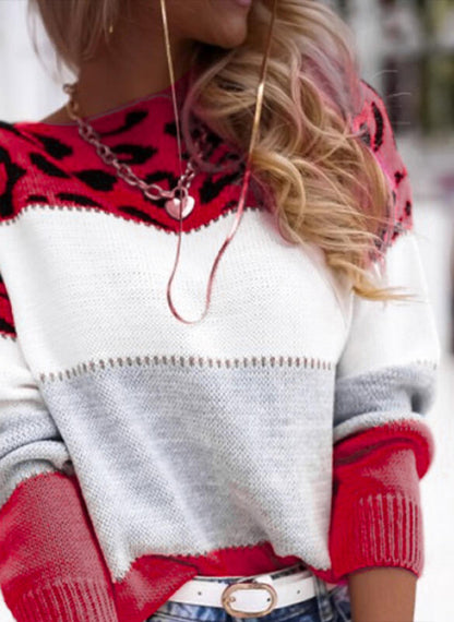 Phoebe – Leopardenmuster Rundhals Pullover für Damen