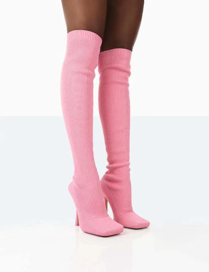 Lydia – Damen Overknee-Stiefel aus Wildleder mit hohem Absatz