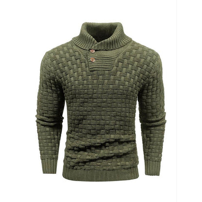 Thomas – Schlanker Herrenrollkragenpullover mit Knopfdesign