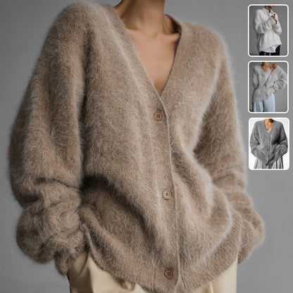 Mandy – Lockere Damen-Strickjacke mit V-Ausschnitt