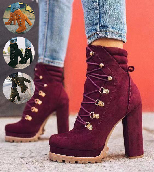 Rose – Damenstiefel mit Schnürung und hohem Absatz