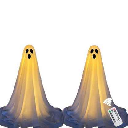 Halloween Deko Geisterfiguren mit Hexenhut – Leuchtende Stoff-Geister für Party & Gruseldekoration