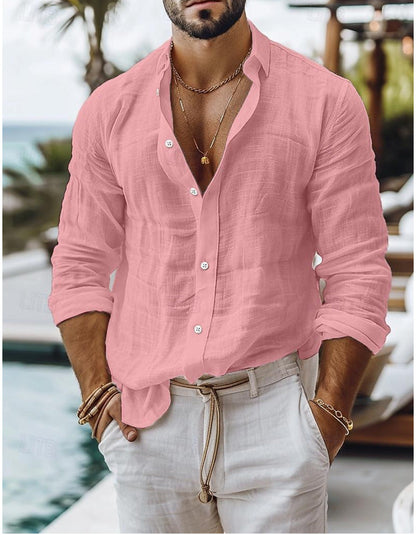 Fred – Herrenhemd aus Baumwoll-Leinen im Casual-Stil mit Langarm